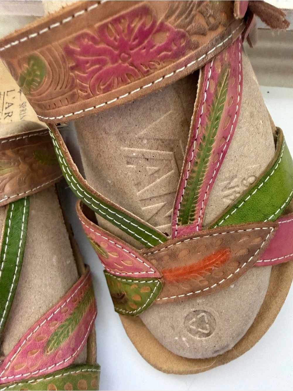 Women's Spring Step L’Artiste Leather Floral Strap Sandals